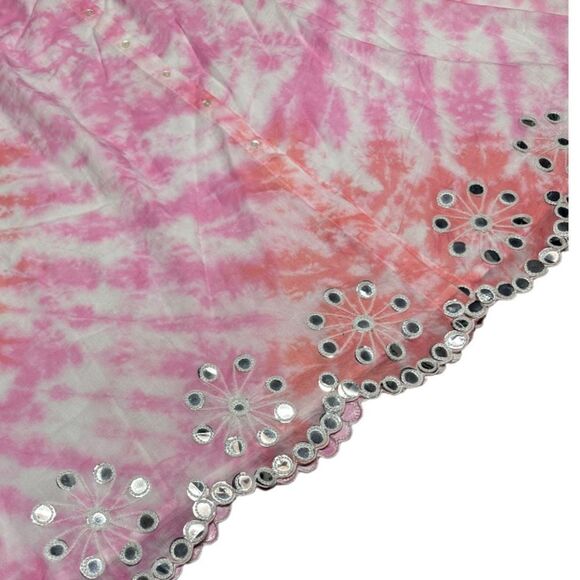 NWT JULIETTE DUNN PINK SPIRAL TIE DYE midi floral DRESS + MIRRORS Size 2 - Picture 7 of 12